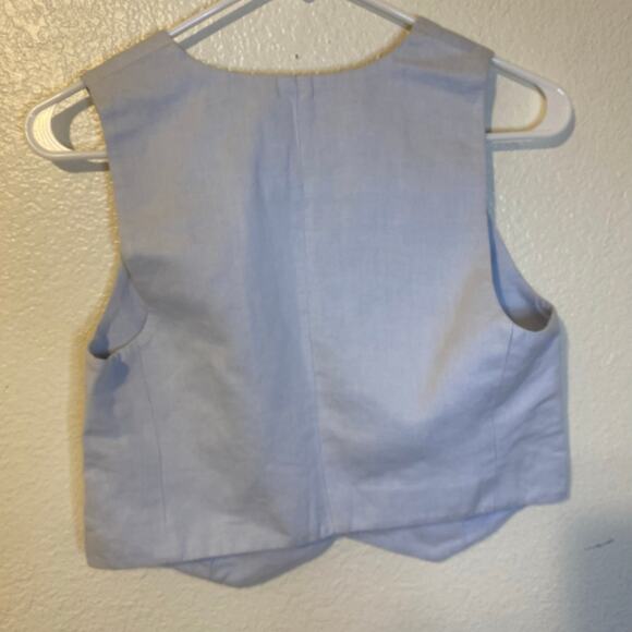 Banana Republic Baby Powder Blue Waistcoat Vest Size 2 Petite Classic Chic - Picture 3 of 5